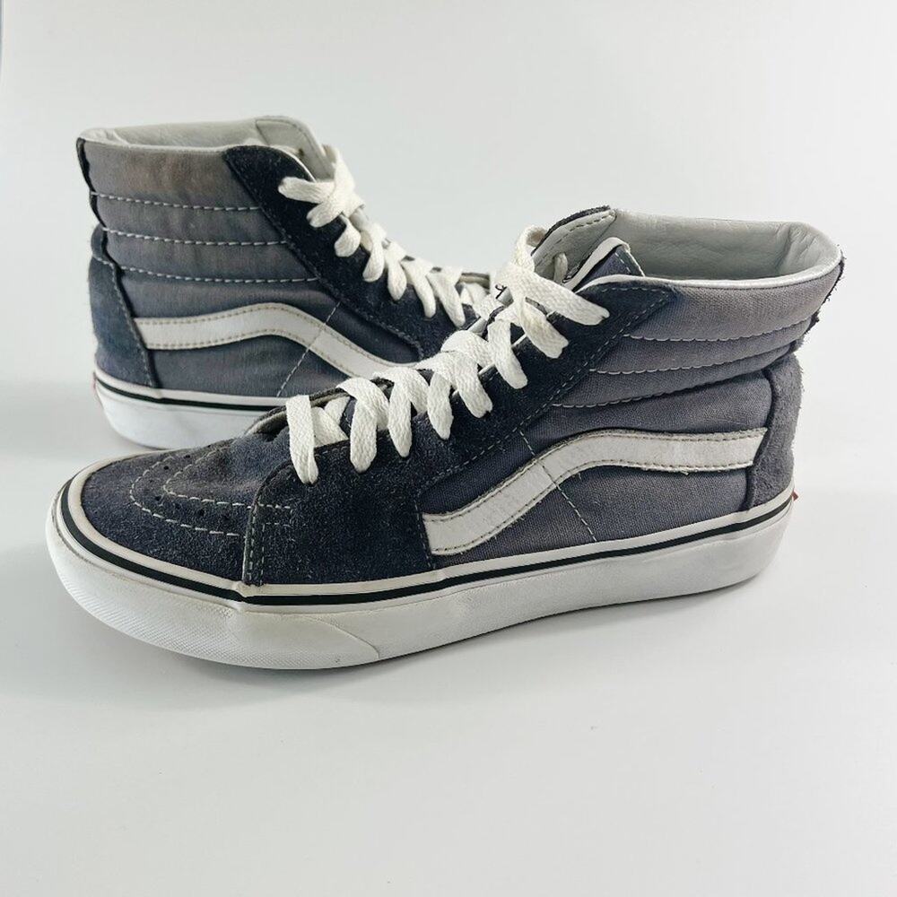 Vans Old Skool Canvas & Suede Grey Hi Top Skate Sneakers Shoes Blue Grey Women 7